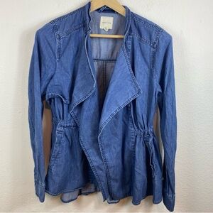 Urban Outfitters Silence + Noise Med Kirra Swing Chambray Denim Waterfall Jacket
